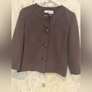 Jones New York Dark Brown Button-Up Blazer